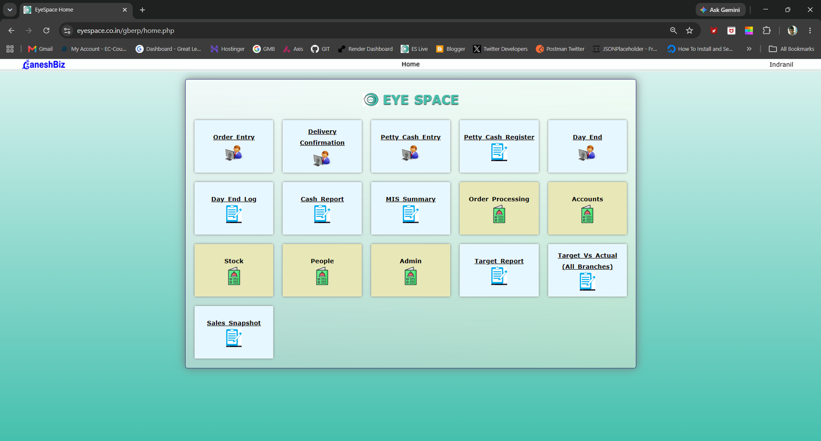 Spectacle Retail Chain Dashboard - GaneshBiz Technologies